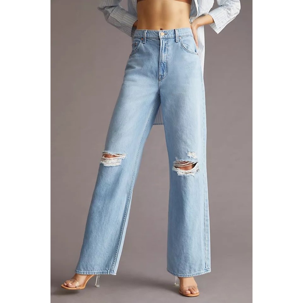 Mother Snacks The Fun Dip Puddle Wide Leg Jeans Lost of Nibbles 30 Distressed